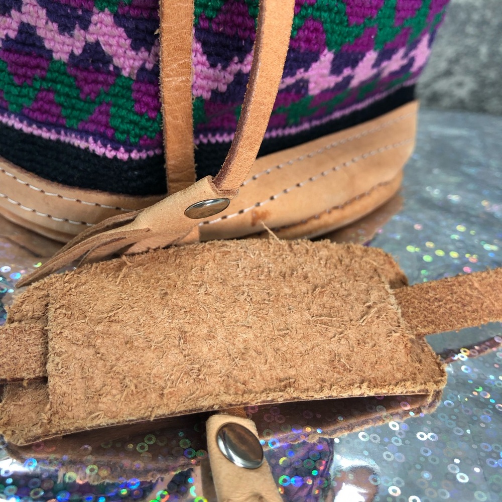 Cute purple and pink small Authentic African Drawstring Satchel Purse - Picture 10 of 15
